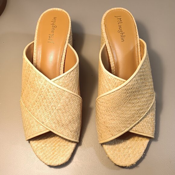 J. McLaughlin women's 'Tribeca' Raffia Heeled Slide Sandal sz 8 M - Picture 2 of 12